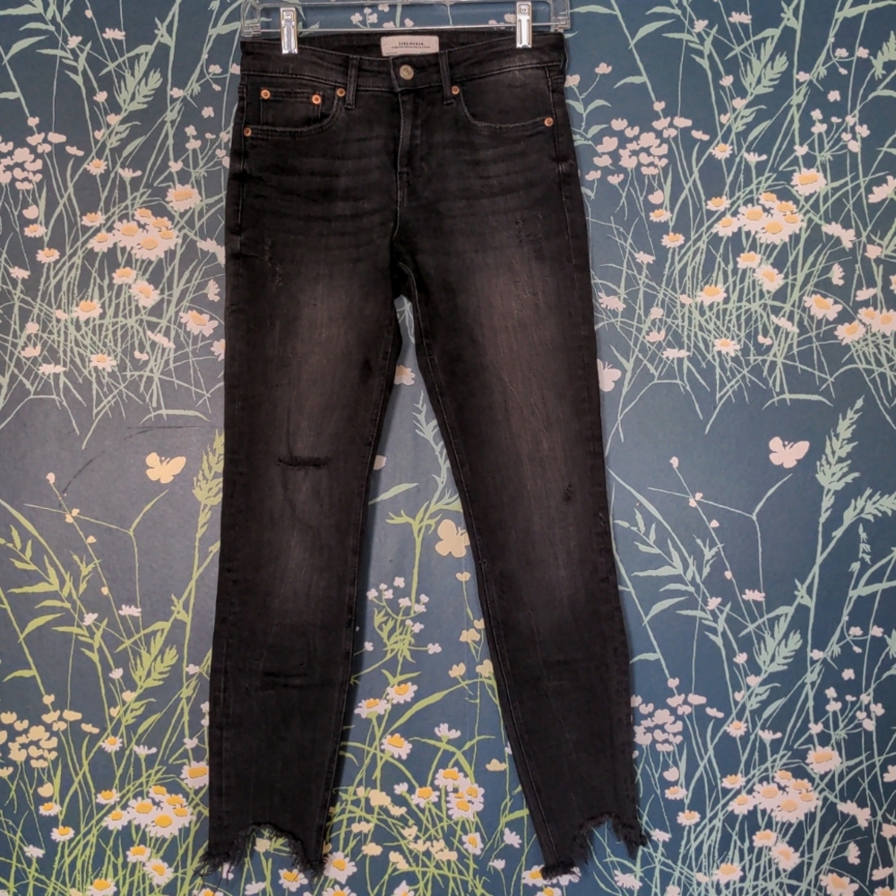 Distressed Denim Black Jeans